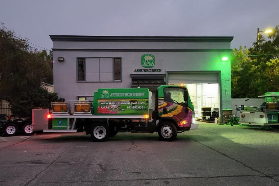 company truck at night